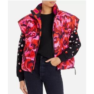 Essentiel Antwerp Chang Women's M Puffer Vest Reversible Abstract Floral Relaxed